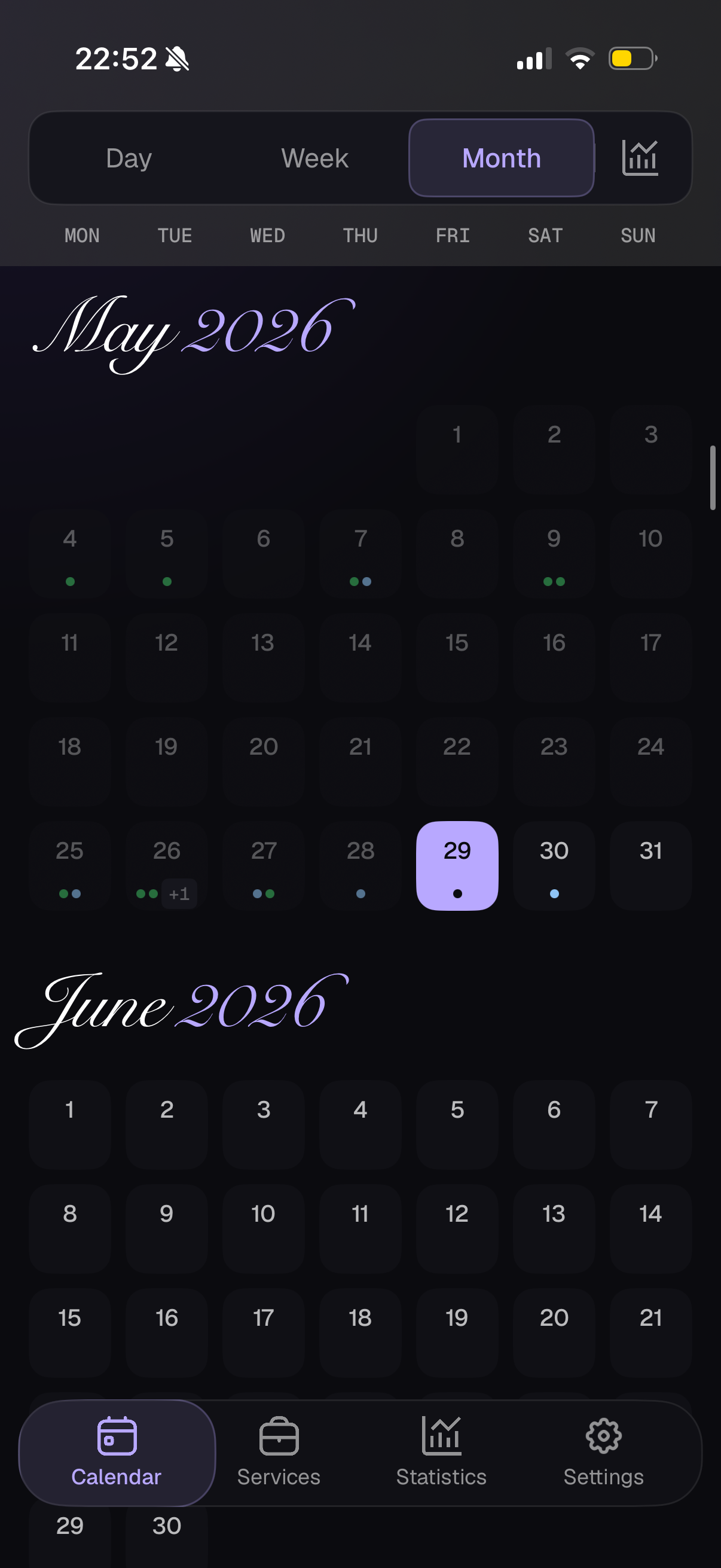 Monthly calendar